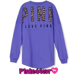 VS PINK Leopard Logo Varsity Crew XS
